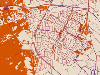 Obraz premium Clean urban street map of Castricum, Netherlands