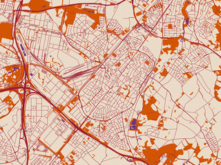 Obraz premium City map of Geleen, Netherlands – muted violet water and terracotta