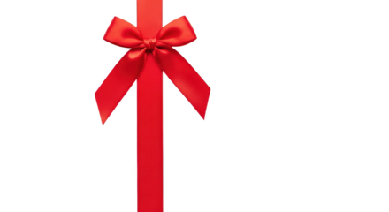 Elegant red ribbon bow gift decoration festive design celebration element isolated on transparent background