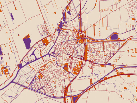City layout poster &mdash; Meppel, Netherlands &ndash; warm boho color palette