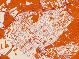 Fototapeta premium Urban map poster of Zeist, Netherlands – burgundy linework on cream