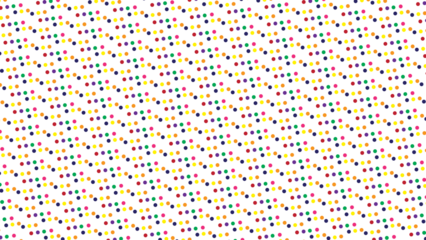 Abstract and playful background pattern featuring scattered colorful dots in various bright hues on a clean white surface for creative design.