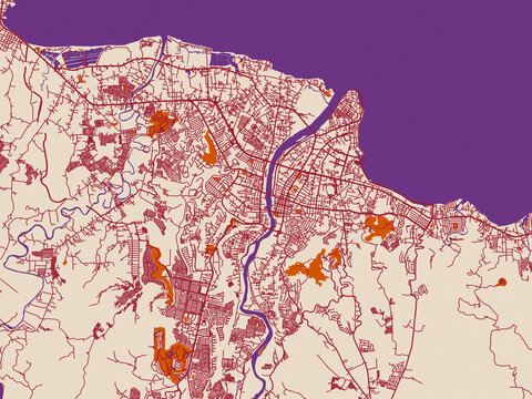 City layout poster &mdash; Cagayan de Oro, Philippines &ndash; warm boho color palette