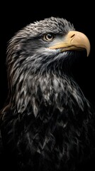 Fototapeta premium Majestic Close-Up Portrait of a Golden Eagle Against Black Background