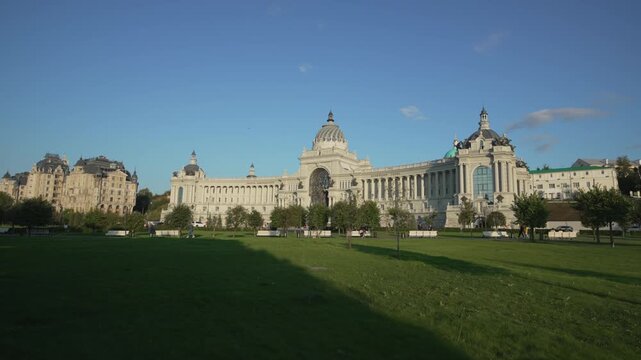 Agricultural Palace presents monumental administrative architecture in classicism style. Grand facade emphasizes historic significance