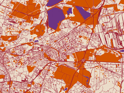 Road network map of Dabrowa Gornicza, Poland