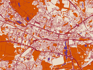 Naklejka premium Decorative city map of Katowice, Poland