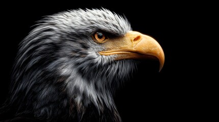 Obraz premium Majestic Close-Up Portrait of a Golden Eagle Against Black Background
