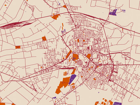 Urban map of Zamosc, Poland