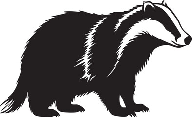 Obraz premium silhouette of a badger vector illustration on white background 