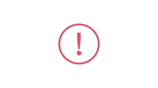 Round exclamation sign icon animation. Error alert with red exclamation mark in circle.