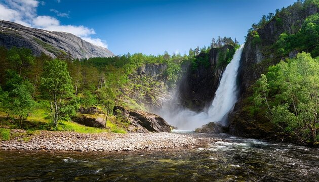Waterfall In Norway Manafossen
