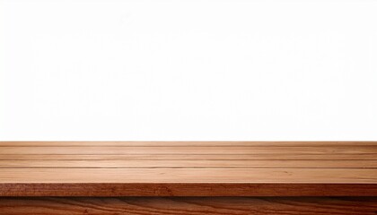 Empty Wood Table On Isolated White Background With Display Montage For Product