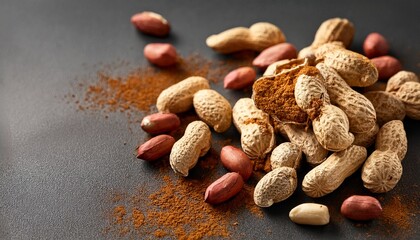 Fresh Peanuts With Dirt On A Dark Gray Background