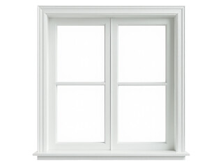 A minimalist white window with a simple white frame, suitable for use in interior design or home decor context. transparent background