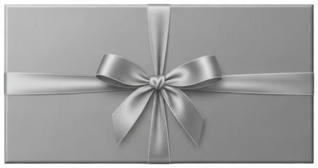 Silver Gift png Grey Present cutout Metallic Package png Shiny Ribbon cutout Elegant Bow png Festive Box cutout Luxury Wrapping png Glamorous Gift Box cutout isolated transparent background image