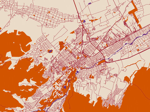 Graphic city map artwork of Nalchik, Russian Federation