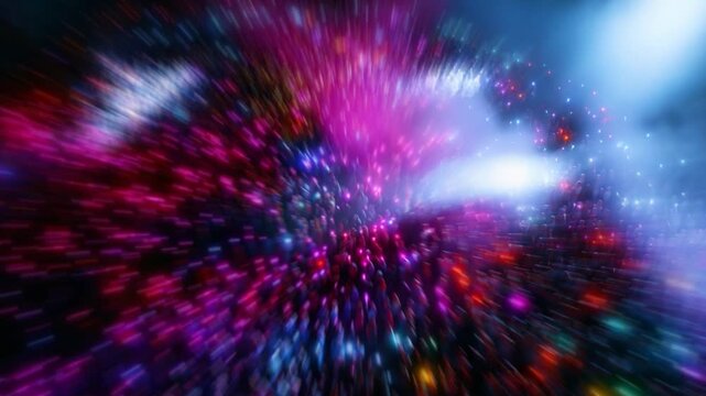 A Vibrant Journey Through Space: An Abstract Representation of Cosmic Colors and Lights Blending Together in a Mesmerizing Display of Energy and Movement, Capturing the Essence of Celestial Wonder