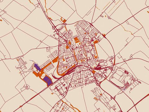 Decorative city map of Trnava, Slovakia