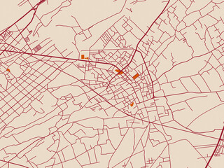 Fototapeta premium City map of Darayya, Syrian Arab Republic – cream and burgundy map