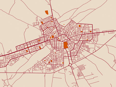 Street map of Manbij, Syrian Arab Republic