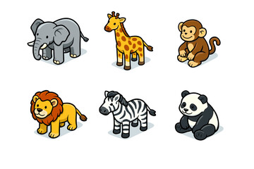 Fototapeta premium Cartoon safari and zoo animals for kids: playful and vibrant designs