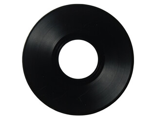 A close-up shot of a black vinyl record on a white background. transparent background