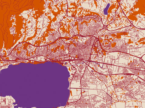 Izmit street network map &mdash; T&uuml;rkiye