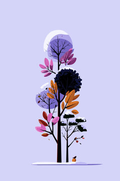 Four Seasons Tree Cycle Vector Concept Illustration