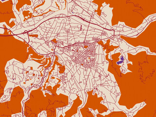 Fototapeta premium Street map of Puli, Taiwan in warm boho color palette