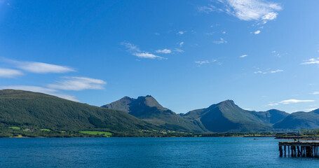 Scenic View of Snøtinden and Stortussen Mountains in Tussan Massif Møre og Romsdal Norway
