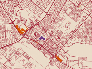 Obraz premium Street grid map of Bani Yas City, United Arab Emirates
