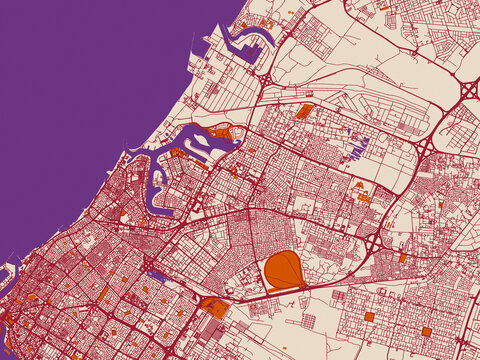 Street network map &mdash; Ajman City, United Arab Emirates