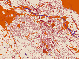 Street map of Chernivtsi, Ukraine in warm boho color palette © W&S Stock