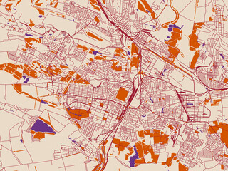 Fototapeta premium Urban map poster — Horlivka, Ukraine