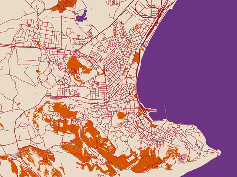 Graphic city map artwork of Feodosiya, Ukraine
