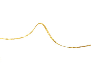Golden curved decorative line &ndash; graphic element as a cutout on a white background