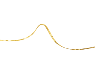 Golden curved decorative line – graphic element as a cutout on a white background
