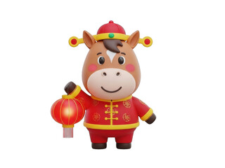 Fototapeta premium Celebrating the year of the ox isolated on transparent background