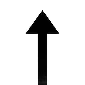 Black upward pointing arrow with a triangular tip and a rectangular shaft isolated on a transparent background