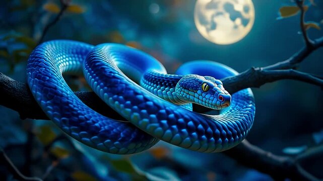 Abstract dark background with glowing serpent-like energy wave forming snake shape, sci-fi style, 4K loop