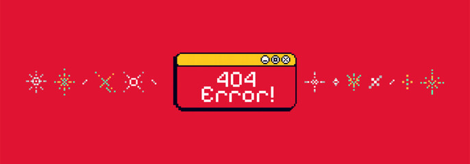 Pixel game background with text "404 error". 8bit sparkle, sticker. Banner with 90s game vibe. © Anchous