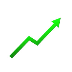 Bright green upward arrow with a zigzag pattern isolated on a transparent background line