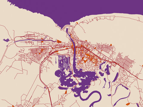 City plan map of Mingelchaur, Azerbaijan