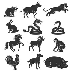 Chinese Zodiac Symbol Set