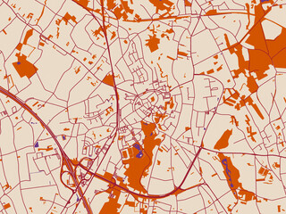 Naklejka premium City map of Bilzen, Belgium – muted violet water and terracotta