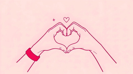 Fototapeta premium Hands Forming A Heart Shape With Red Bracelet love happy valentine's day