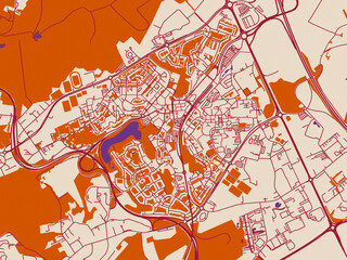 Obraz premium City layout map of Louvain-La-Neuve, Belgium