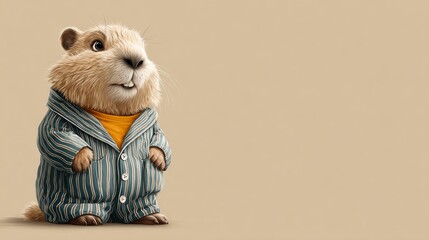 A cute marmot in pajamas, Groundhog Day
