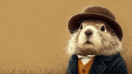 A marmot in a suit and a velvet hat, Groundhog Day